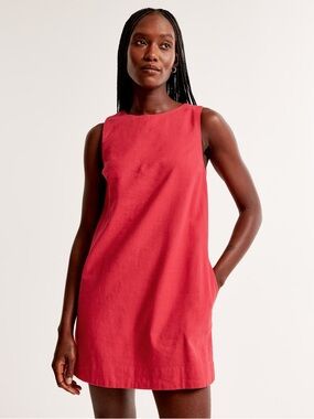 Abercrombie And Fitch Red Linen Mini Dress Size M Minimalist Everyday Beach